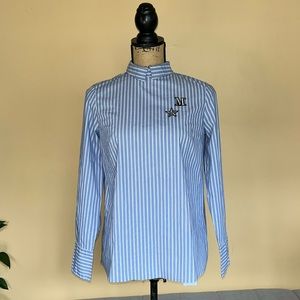 Stradivarius Blue and White Stripe Shirt
